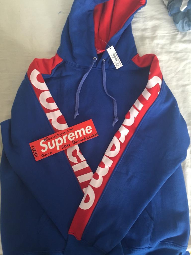 supreme sideline hoodie blue